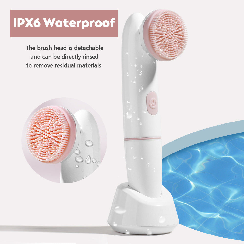 2-Speed 2-In-1 Silicone Facial Cleanser Sonic Vibration Face Wash Brush Electric Face Wash Pore Cleanser